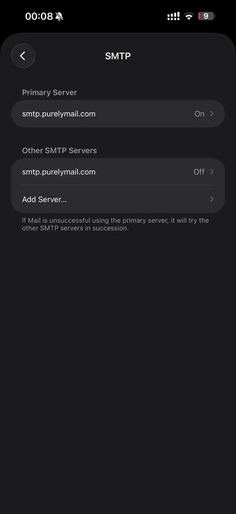 Step 12: SMTP Primary Server