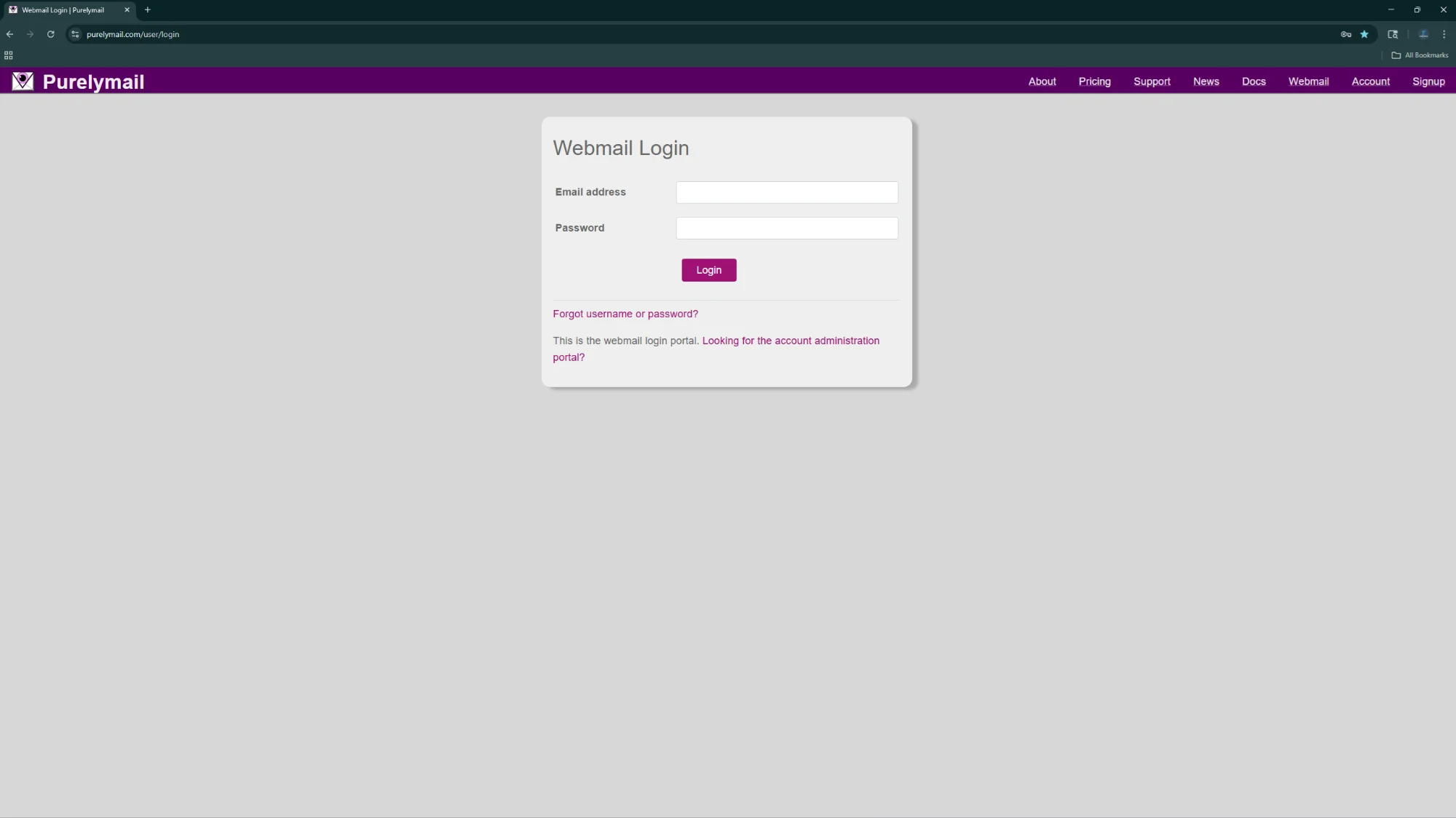 Step 2: Go to Purelymail